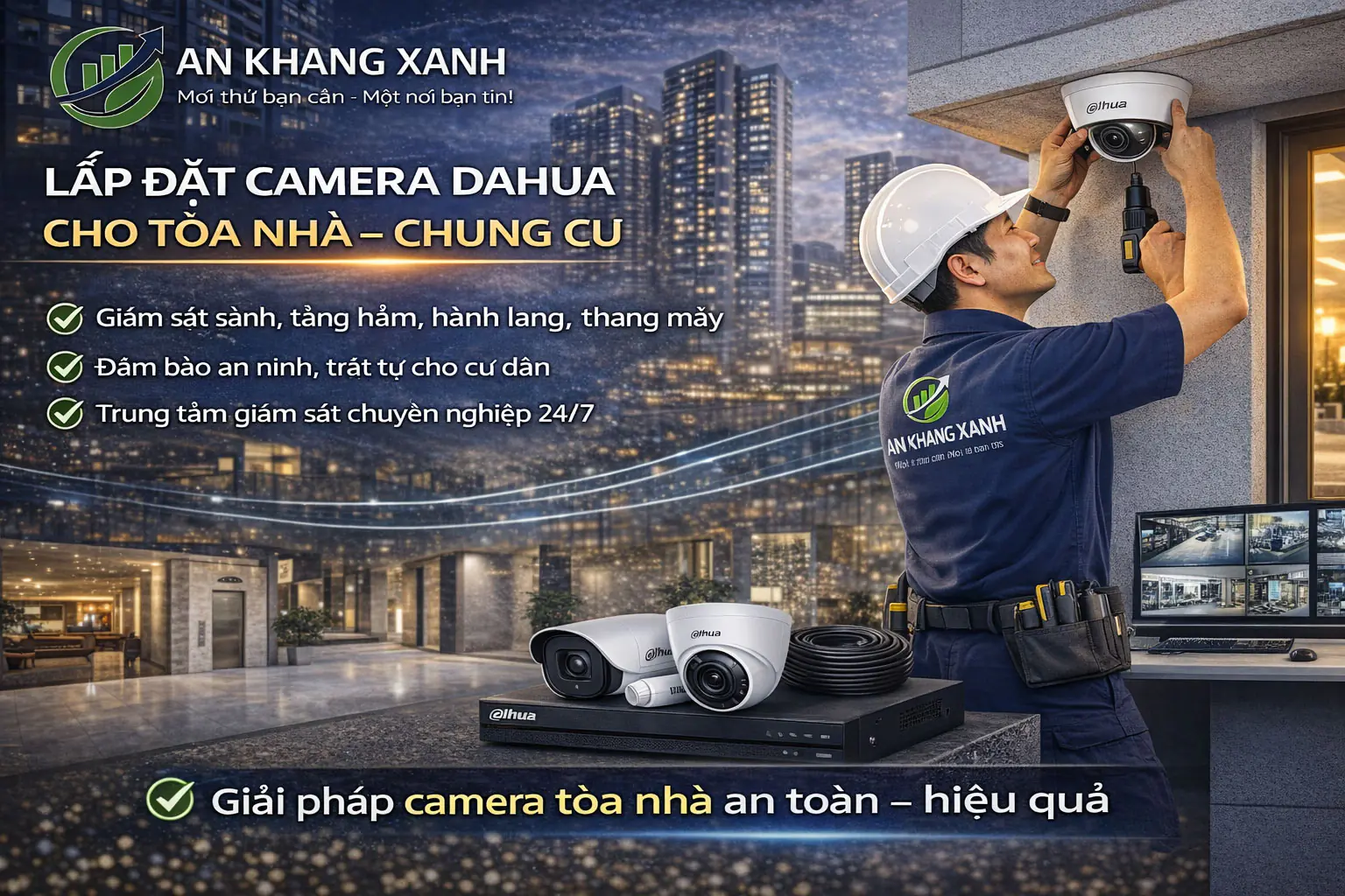 Lắp đặt camera Dahua cho t&ograve;a nh&agrave; &ndash; chung cư