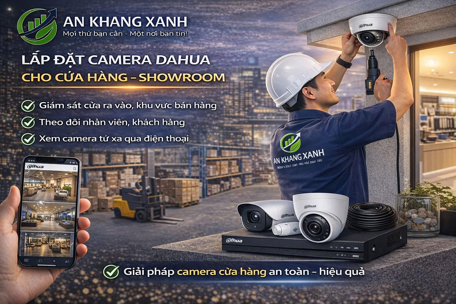 Lắp đặt camera Dahua cho cửa h&agrave;ng &ndash; showroom